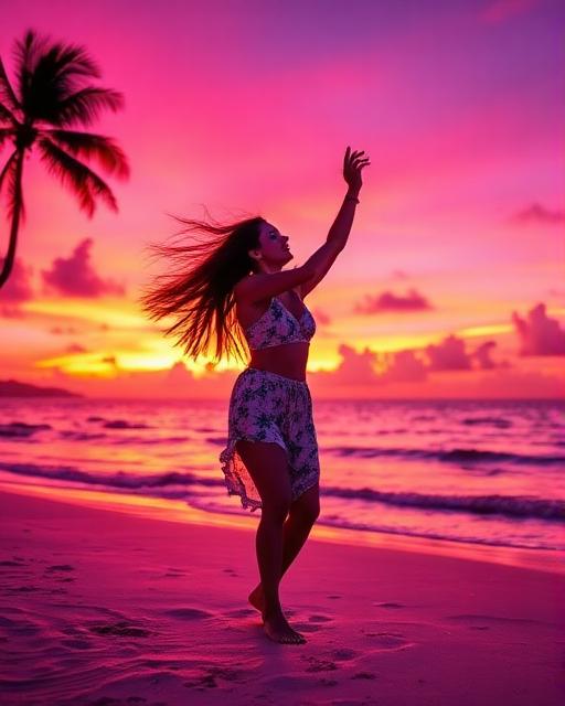 Teen dancing on the beach